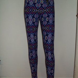 New Mix PURPLE & BLUE GEOMETRIC Brushed Fiber Leggings